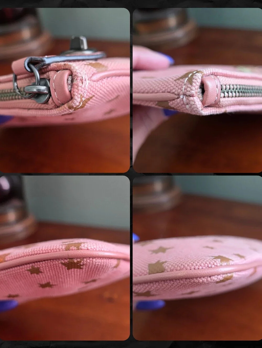 Coach Uni Unicorn 25617 Pouch 26 Turnlock Pink Canvas Wristlet Bag